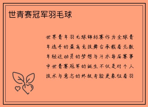 世青赛冠军羽毛球